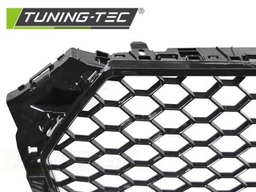 Preview: Sportgrill / Kühlergrill für Audi A4 B9 (8W) 15-19 Hochglanz schwarz in Wabendesign