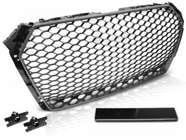 Sportgrill / Kühlergrill für Audi A4 B9 (8W) 15-19 matt silber in Wabendesign