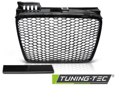 Preview: Sportgrill / Kühlergrill für Audi A4 B7 (8E) 04-08 Hochglanz schwarz in Wabendesign