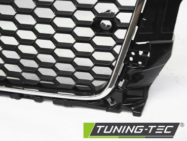 Preview: Sportgrill / Kühlergrill für Audi A3 8V 12-16 Hochglanz schwarz/chrom in Wabendesign