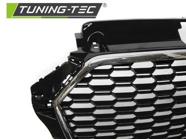 Preview: Sportgrill / Kühlergrill für Audi A3 8V Facelift 17+ Hochglanz schwarz/chrom in WabendesignSportgrill / Kühlergrill für Audi A3 8V Facelift 17+ Hochglanz schwarz/chrom in Wabendesign