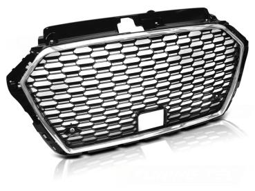 Sportgrill / Kühlergrill für Audi A3 8V Facelift 17+ Hochglanz schwarz/chrom in Wabendesign