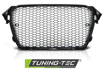 Preview: Sportgrill / Kühlergrill für Audi A4 B8 (8K) Facelift 11-15 Hochglanz schwarz in Wabendesign mit PDC