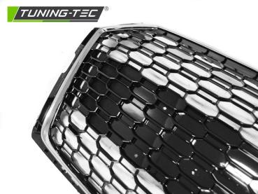 Preview: Sportgrill / Kühlergrill für Audi A5 Coupe Cabrio Sportback (F53, F57, F5A) 2016+ hochglanz schwarz/chrom in Wabendesign
