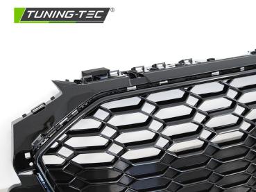 Preview: Sportgrill / Kühlergrill für Audi A4 B9 (8W) ab 2019 (Facelift) Hochglanz schwarz in Wabendesign mit PDC