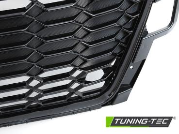 Preview: Sportgrill / Kühlergrill für Audi A4 B9 (8W) ab 2019 (Facelift) Hochglanz schwarz in Wabendesign mit PDC