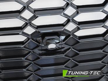 Sportgrill / Kühlergrill für Audi A4 B9 (8W) ab 2019 (Facelift) Hochglanz schwarz in Wabendesign mit PDC