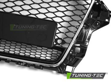 Preview: Sportgrill / Kühlergrill für Audi A3 8V 12-16 Chrom/Hochglanz schwarz in Wabendesign