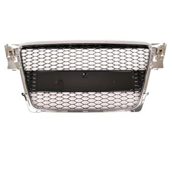 Preview: Sportgrill / Kühlergrill für Audi A4 B8 08-12 Chrom/Hochglanz-schwarz in Wabendesign