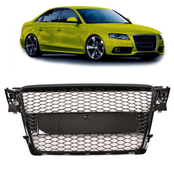 Sportgrill / Kühlergrill für Audi A4 B8 08-12 Hochglanz-schwarz in Wabendesign