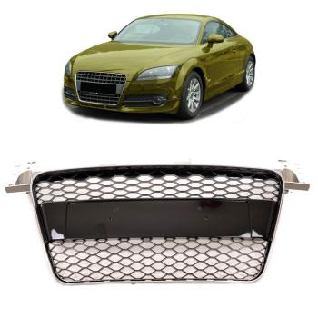 Sportgrill / Kühlergrill für Audi TT 8J Coupe/Roadster 06-14 Hochglanz Schwarz / Chrom in Wabendesign