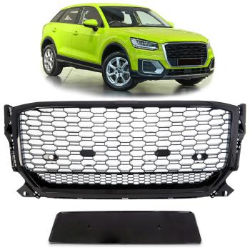 Wabengrill Kühlergrill Schwarz glanz komplett Gitter für Audi Q2 GA alle Modelle