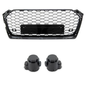 Kühlergrill Wabendesign Grill Schwarz glanz komplett für Audi A5 F5 außer RS5