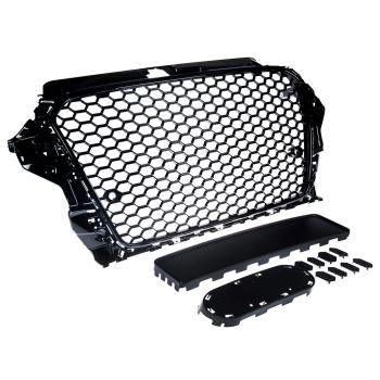 Preview: Sportgrill / Kühlergrill für Audi A3 8V 12-16 Hochglanz Schwarz in Wabendesign
