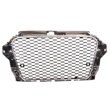 Preview: Sportgrill / Kühlergrill für Audi A3 8V 12-16 Hochglanz Schwarz / Chrom in Wabendesign