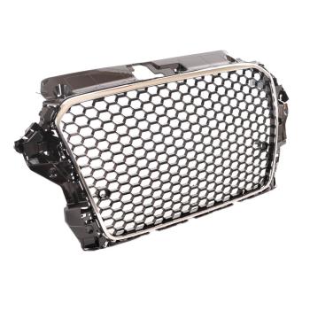 Preview: Sportgrill / Kühlergrill für Audi A3 8V 12-16 Hochglanz Schwarz / Chrom in Wabendesign
