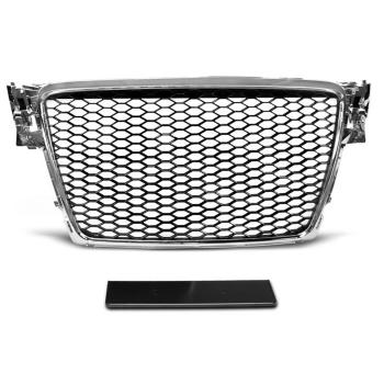 Preview: Sportgrill / Kühlergrill für Audi A4 B8 08-12 Chrom/schwarz in Wabendesign