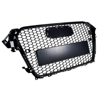 Preview: Sportgrill / Kühlergrill für Audi A4 B8 Facelift 13-16 Hochglanz-schwarz mit Emblemhalter