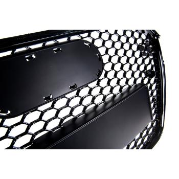 Sportgrill / Kühlergrill für Audi A4 B8 Facelift 13-16 Hochglanz-schwarz mit Emblemhalter