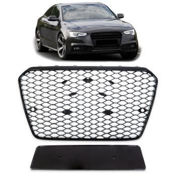 Sport Kühlergrill Grill ohne Emblem Schwarz glanz für Audi A5 B8 8T 11-17
