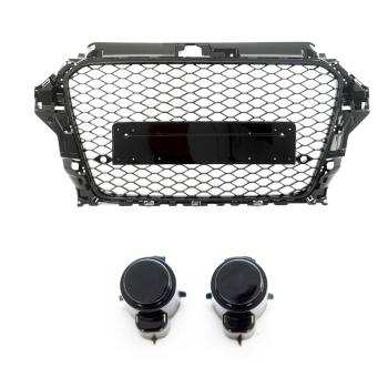 Wabendesign Kühlergrill Schwarz Glanz +PDC passt für Audi A3 8V 12-16 ohne RS3