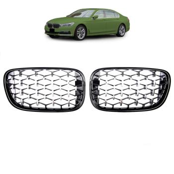 KÜHLERGRILL DIAMANT GRILL PASST FÜR BMW 7ER G11 G12 LCI AB 15-19 SCHWARZ CHROM