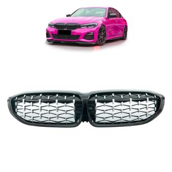 Diamant Wabengrill Kühlergril Schwarz Glanz Chrom Sport für BMW 3er G20 G21