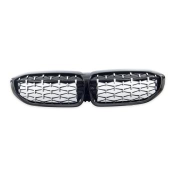 Diamant Wabengrill Kühlergril Schwarz Glanz Chrom Sport für BMW 3er G20 G21