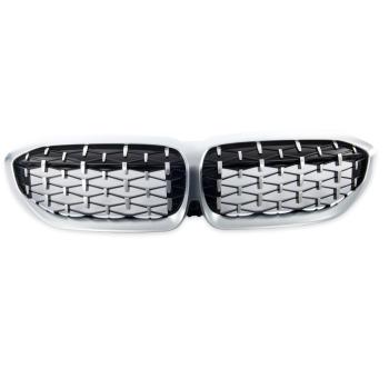 Preview: Sportgrill Frontnieren für BMW 3er G20 / G21 19-22 Hochglanz schwarz/Matt silber