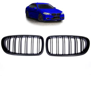 Kühlergrill Set Grill Schwarz MATT Doppelsteg passend für BMW F10 F11 auch M M5
