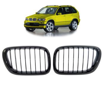 Sportgrill Kühlergrill Single für BMW X5 E53 00-03 Hochglanz schwarz