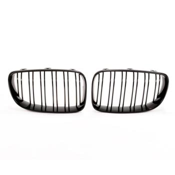 Kühlergrill Schwarz Glanz Doppelsteg SATZ passend für BMW 1er E81 E82 E87 E88