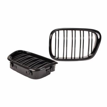 Grill Kühlergrill Doppelsteg für BMW 5er E39 passend Schwarz Hochglanz + M M5