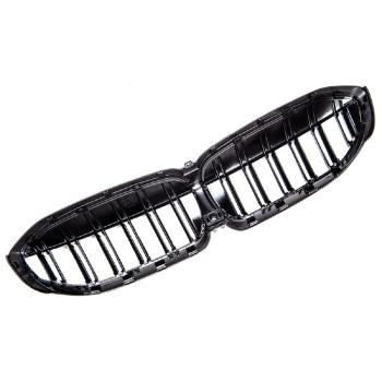 Set Doppelsteg Kühlergrill passt für den BMW 3er G20 G21 Schwarz Glanz Sport