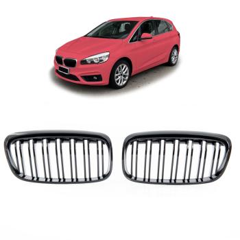 Set Doppelsteg Kühlergrill schwarz Glanz für für BMW 2er Active Tourer F45