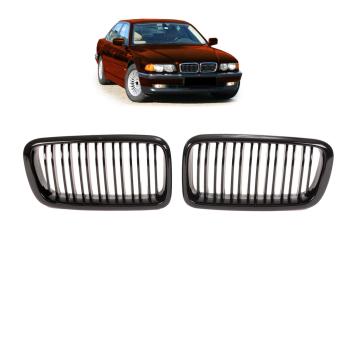 Set Doppelsteg Kühlergrill Schwarz GLANZ Performance passt für BMW 7er E38 94-02