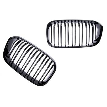 Preview: Sportgrill Kühlergrill Doppelsteg für BMW 1er F20 / F21 15-19 glanz schwarz