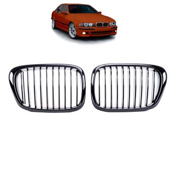 Sportgrill Kühlergrill Single für BMW 5er E39 95-03 Hochglanz schwarz
