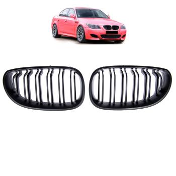 SET Doppelsteg Kühlergrill Schwarz MATT Grill passend für BMW 5er E60 E61 + LCI