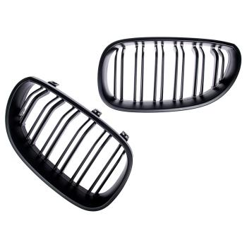 SET Doppelsteg Kühlergrill Schwarz MATT Grill passend für BMW 5er E60 E61 + LCI