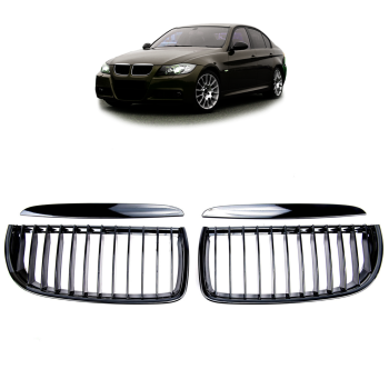 Sportgrill Kühlergrill Single für BMW 3er E90 / E91 05-08 Hochglanz schwarz
