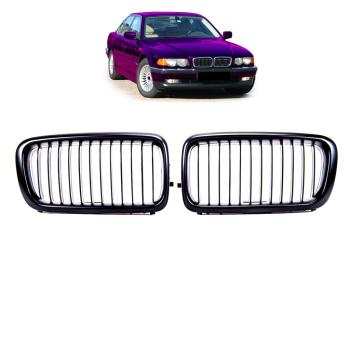 Sportgrill Kühlergrill Single für BMW 7er E38 94-01 Hochglanz schwarz