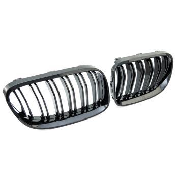 Preview: Sportgrill Kühlergrill Doppelsteg für BMW 3er E92 / E93 10-13 Hochglanz schwarz