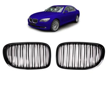 Doppelsteg Kühlergrill Schwarz GLANZ Performance passt für BMW 7er F01 F02 08-15