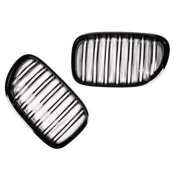 Doppelsteg Kühlergrill Schwarz GLANZ Performance passt für BMW 7er F01 F02 08-15