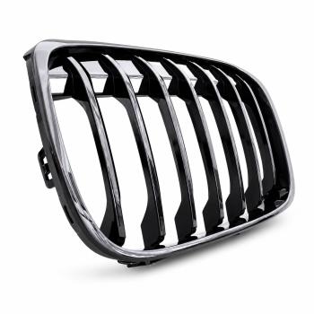 Sportgrill Kühlergrill Single kompatibel mit BMW X1 F48 14-19 schwarz glanz
