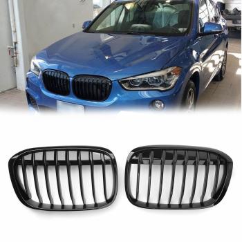 Sportgrill Kühlergrill Single kompatibel mit BMW X1 F48 14-19 schwarz glanz