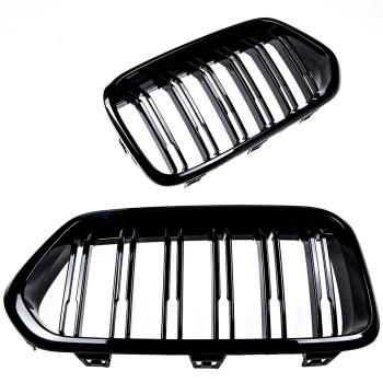 Preview: Sportgrill Kühlergrill Doppelsteg kompatibel mit BMW X2 F39 17-23 glanz schwarz