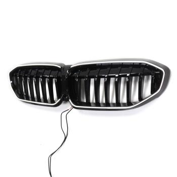 Preview: LED-Kühlergrill mit einer Lamelle in Hochglanz schwarz für BMW 3er G20 G21 19-22