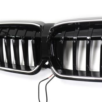 Preview: LED-Kühlergrill mit einer Lamelle in Hochglanz schwarz für BMW 3er G20 G21 19-22